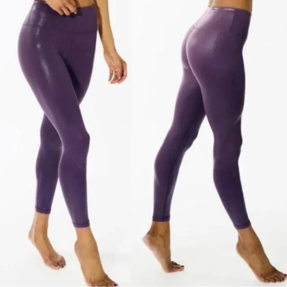 Zyia Active High Waist Shimmer Metallic Leggings Women’s Size 6-8 Plum Athletic - Picture 2 of 9
